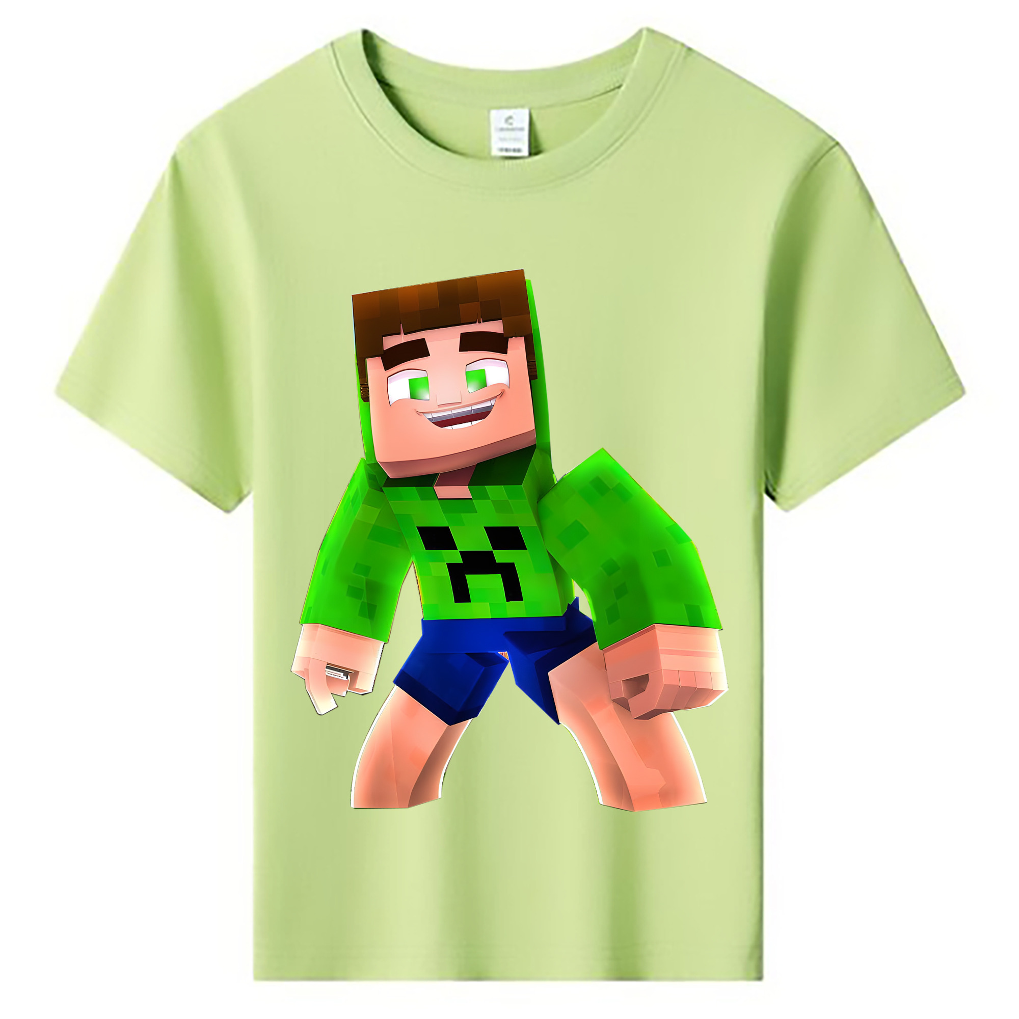 （画像用） マインクラフト ブロックの世界 Minecraft MC Block world 綿100％キッズTシャツ（フロントプリント）